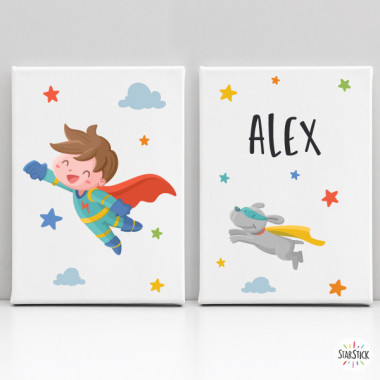 Super child - 2 personalized children's paintings